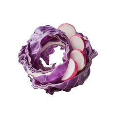 Fototapeta premium Red Cabbage and Radish on White Background
