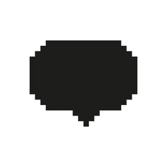 Chat Bubble Pixelated Silhouette Icon. Pixel Art Symbol of Message Window for Communication. Isolated Vector Illustration