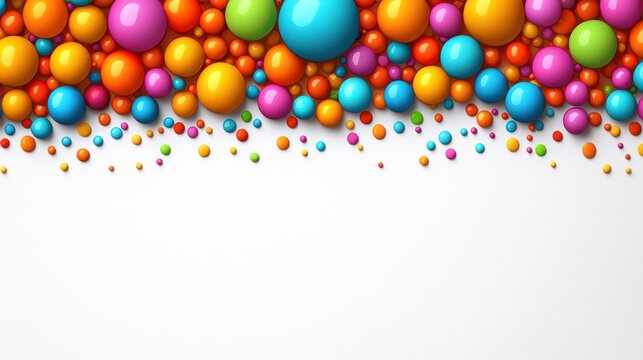 Colorful spheres background, celebration, festive, joy, design, white, space, candy, happy, illustration