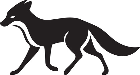 Walking fox silhouette on white background, Black fox animal vector design