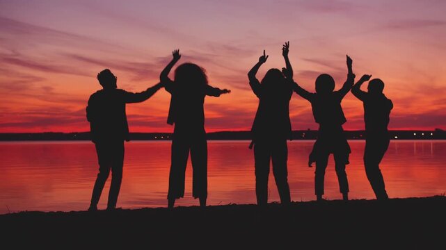 silhouette, gar&ccedil;on, femme, illustration, &eacute;t&eacute;, enfant, joie, vecteur, soleil, couple, ami, fille, groupe, famille, f&ecirc;te, fun, danse