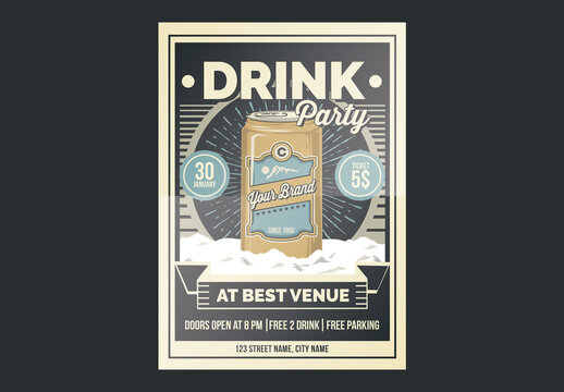 Vintage Drink Party Flyer Poster