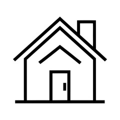 Simple Home Outline Silhouette Clean Architecture Symbol Minimal House Vector Illustration with White Background