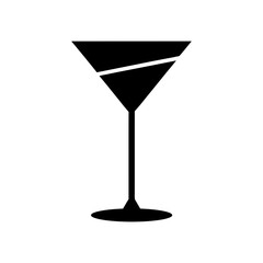 Minimal Cocktail Glass Silhouette Simple Beverage Symbol Clean Vector Design with White Background