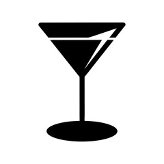 Minimal Martini Glass Top View Silhouette Elegant Drink Icon Clean Cocktail Vector Illustration with White Background
