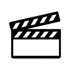 Simple Clapper Closed Position Silhouette Clean Film Production Icon Minimal Cinema Vector Illustration with White Background