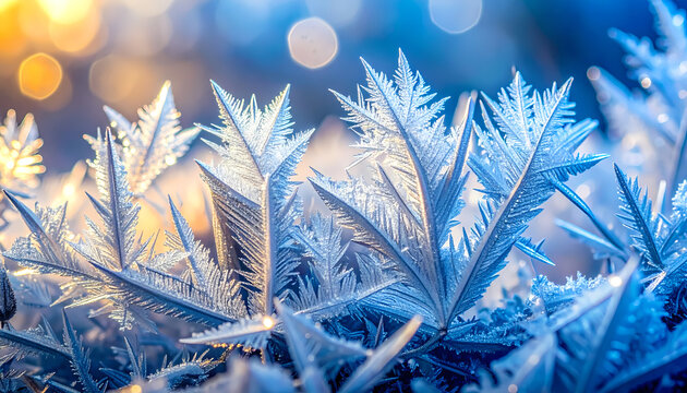 Delicate Macro Shot of Ice Crystal Formation Nature Scene Close Up