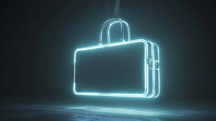 Obraz premium A floating minimalist briefcase with subtle glowing edges symbolizing modern business innovation and forward thinking representing sleek design mobility and the future of professional tools