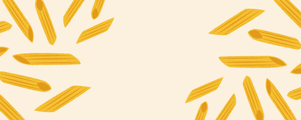 Penne pasta banner with copy space, perfect for social media, menus, or event promotion.