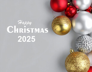 Happy Christmas Scene with Ornaments, Lights, and happines