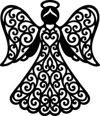 Christmas Angel Silhouette Illustration. Nativity angel vector illustration