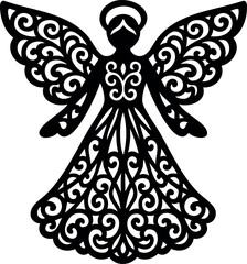 Christmas Angel Silhouette Illustration. Nativity angel vector illustration