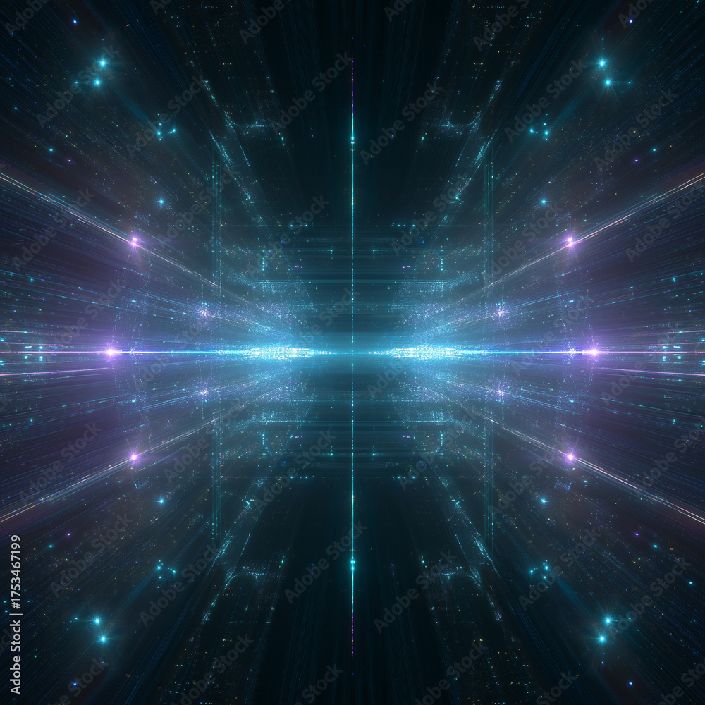 Wall mural abstract digital universe: an immersive digital vista showcasing the intricate interconnectedness of