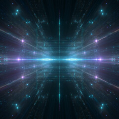Fototapeta premium Abstract Digital Universe: An immersive digital vista showcasing the intricate interconnectedness of data and the boundless nature of the digital realm. 