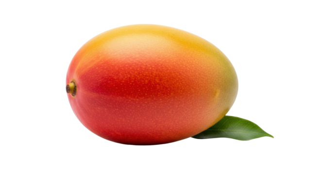 Isolated Red Mango with Leaf, a Sweet and Juicy Tropical Fruit, Healthy Vegan Eating, Vitamins