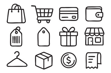 Shopping & E-commerce line icons set. Shopping. Online shopping thin line icons. E-commerce symbols collection. Editable stroke icons. Vector