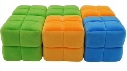 Colorful plush blocks serve as entertaining and educational toys that promote learning and play for kids with their bright colors and cube shapes on a background