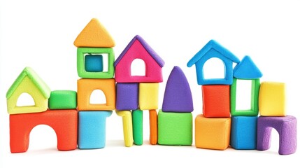 Soft and colorful plush blocks provide an entertaining and educational experience for young kids and toddlers as they learn and develop on a background