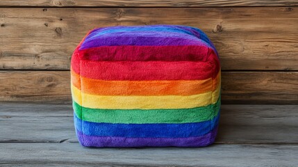 A colorful cube pouf ottoman seating stool can be a wonderful plush buy for home decor furniture to accent kids room or playroom decor background