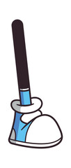 Leg wearing shoe comic personage