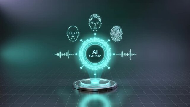 Futuristic AI Recognition: A captivating graphic showcases advanced facial and brain pattern recognition technology, illustrating the cutting-edge of artificial intelligence.
