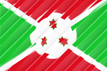 Stylized, abstract representation of the Burundi flag featuring diagonal bands of red, white, and green with three red stars overlaid on the white area, creating a modern and