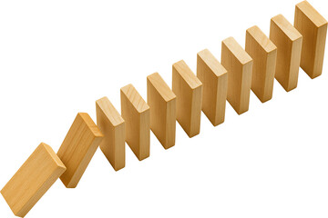 Domino Effect Concept – Falling Wooden Blocks