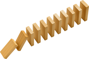 Domino Effect Concept – Falling Wooden Blocks