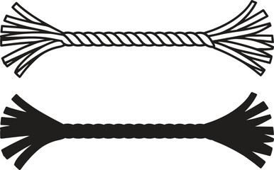 Two stylized illustrations of a twisted rope with frayed ends