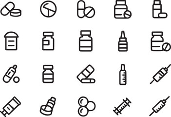 Fototapeta premium Vector art of set of medicine and drug icons