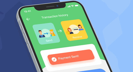 Mobile Payment Transaction App Illustration