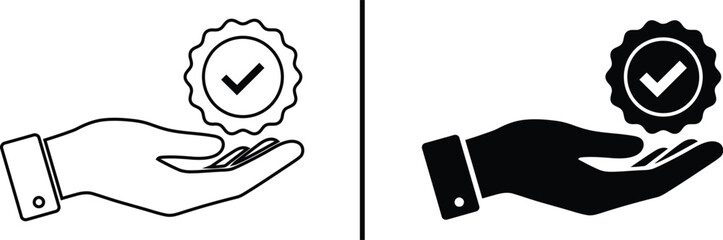 Certified Quality Assurance: A hand delicately presents a symbol of validation. The image of a checkmark within a badge.