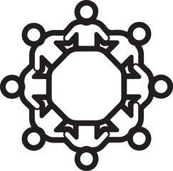 Fototapeta premium Vector art of teamwork icon showing a group of people collaborating around a table symbolizes cooperation, partnership, and synergy in achieving common goals on