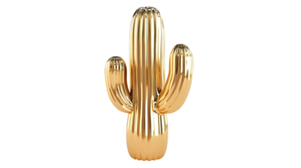 Stylized gold saguaro cactus design for decor and desert themes
