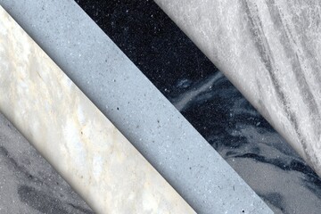 Abstract collage shows various angled stone samples with different colors and textures