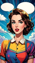 Retro woman with comic book style