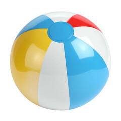 Obraz premium A vibrant, glossy beach ball with colorful panels floats against a solid black background