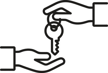 Hand passing key to another hand icon symbol