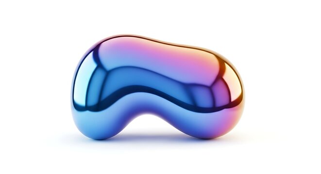 Abstract iridescent blob shape isolated on white background