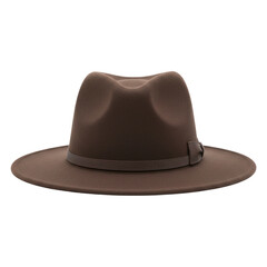 Classic brown felt fedora hat with ribbon band