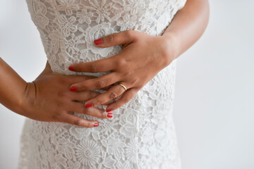 Elegance captured in a lace dress close up