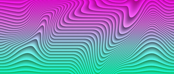Abstract gradient background with wavy lines pink green color blend modern design smooth texture wallpaper