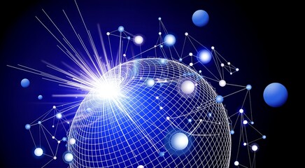 Abstract digital world with glowing connections and network, technology concept