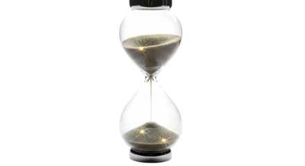 Hourglass with Sparkling Sand on Black Background