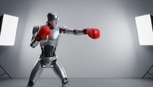 Boxer Robot in Action - High-Resolution Photorealistic Studio Image