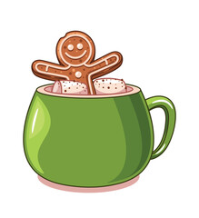 Hot drink decorated sweet cookies