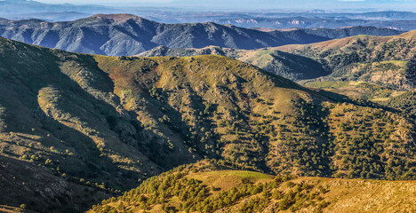 beautiful scenic view on summit mountain in Sardinia at sunset in the Gennargentu naational parkin Barbagia country