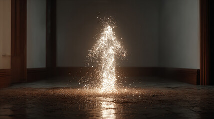A glowing arrow emerging from a blank floor symbolizing direction guidance and breakthrough representing forward momentum clarity of purpose and the moment of decisive action