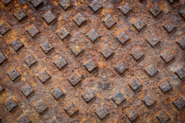 Close up of a rusty inspection hatch