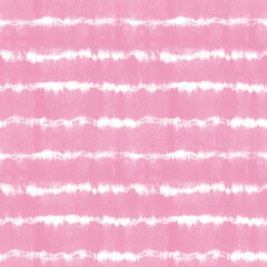 Pink tie-dye stripe seamless pattern. Abstract watercolor or shibori background with horizontal lines. Textured illustration for modern fabric, wallpaper, or contemporary textile design.